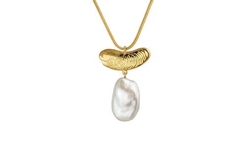 Collar escultórico con perla blanca natural (149€)