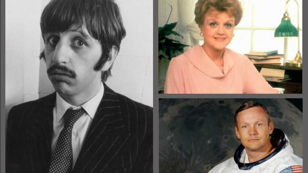 A la izquierda, Ringo Star; en la imagen derecha superior, Angela Lansbury; y, en la inferior, Neil Armstrong
