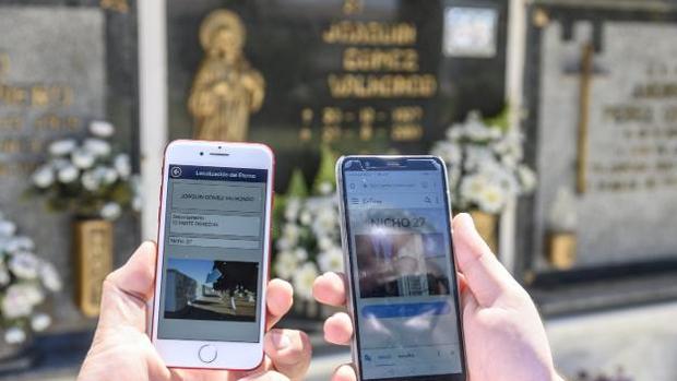 Localización de un difunto con la aplicación móvil del cementerio de Puebla de la Calzada