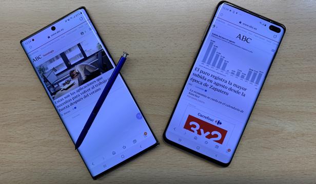 A la izzquierda, el nuevo Note 10 Plus; a la derecha, el S10 Plus