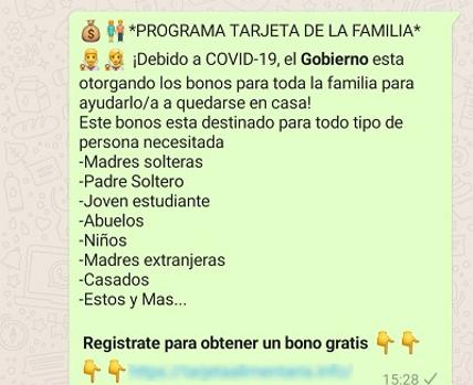 Así es el mensaje de WhatsApp