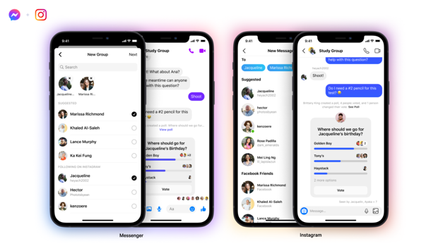 Facebook habilita los chats grupales entre Instagram y Messenger