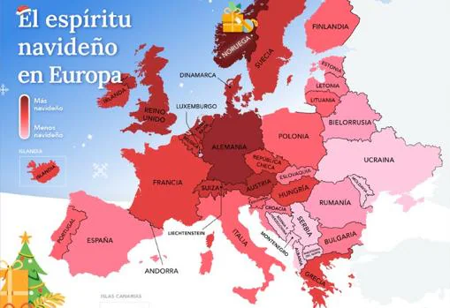 Mapa elaborado por Musement sobre el espítitu navideño en Europa